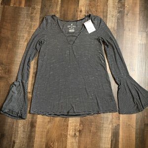 Xs long sleeve back and white striped shirt